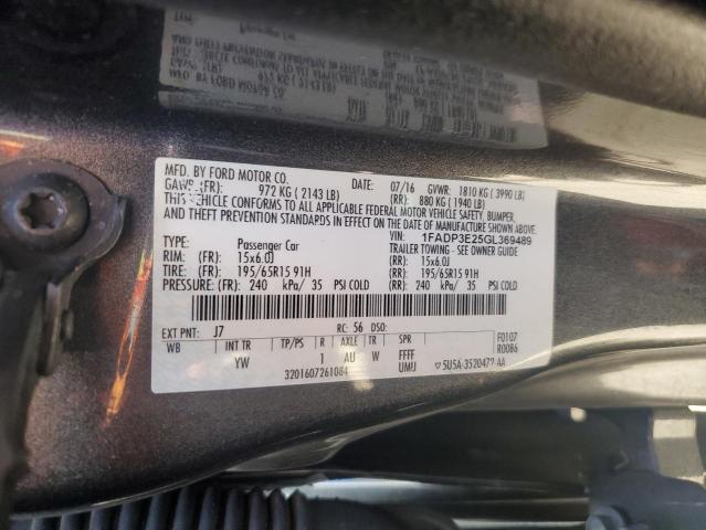 2016 Ford Focus VIN 1FADP3E25GL369489 Copart auction photo, front end damage thumbnail 12