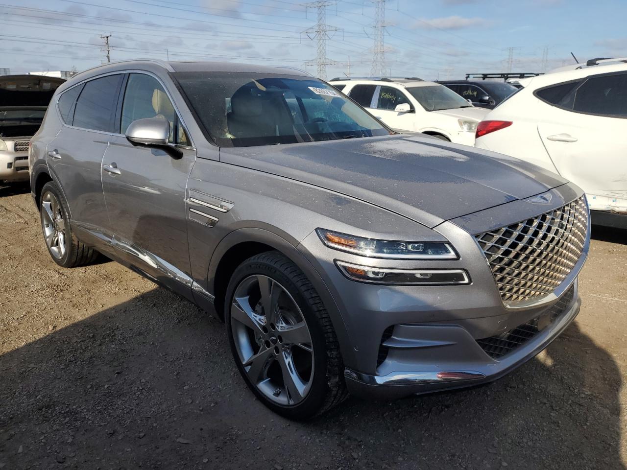 2021 Genesis Gv80 VIN KMUHCESC0MU038984 Copart auction photo, side / front end damage thumbnail 4