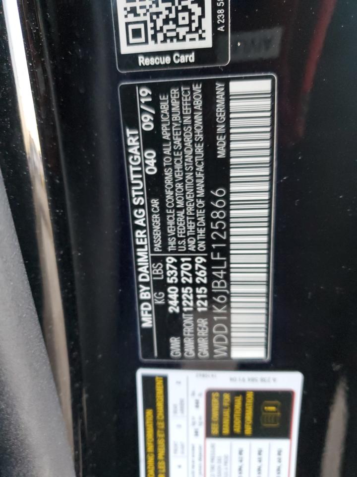 2020 Mercedes-Benz E-klasse VIN WDD1K6JB4LF125866 Copart auction photo, side damage thumbnail 12