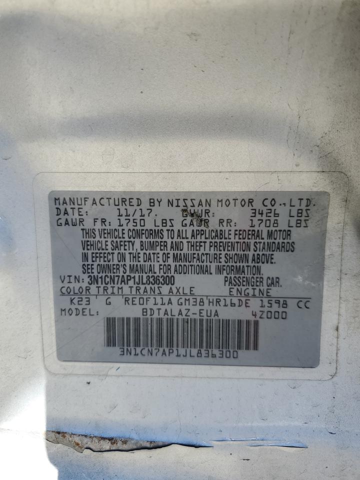 2018 Nissan Versa VIN 3N1CN7AP1JL836300 Copart auction photo, all over damage thumbnail 15