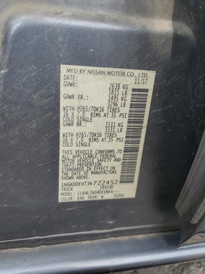 2018 Nissan Navara (Frontier) VIN 1N6AD0EV7JN722452 Copart auction photo, minor dent/scratches damage thumbnail 12