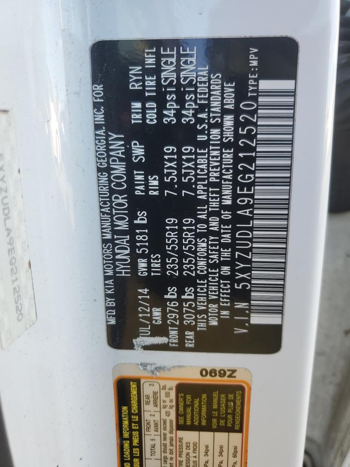 2014 Hyundai Santa Fe VIN 5XYZUDLA9EG212520 Copart auction photo, rollover damage thumbnail 13