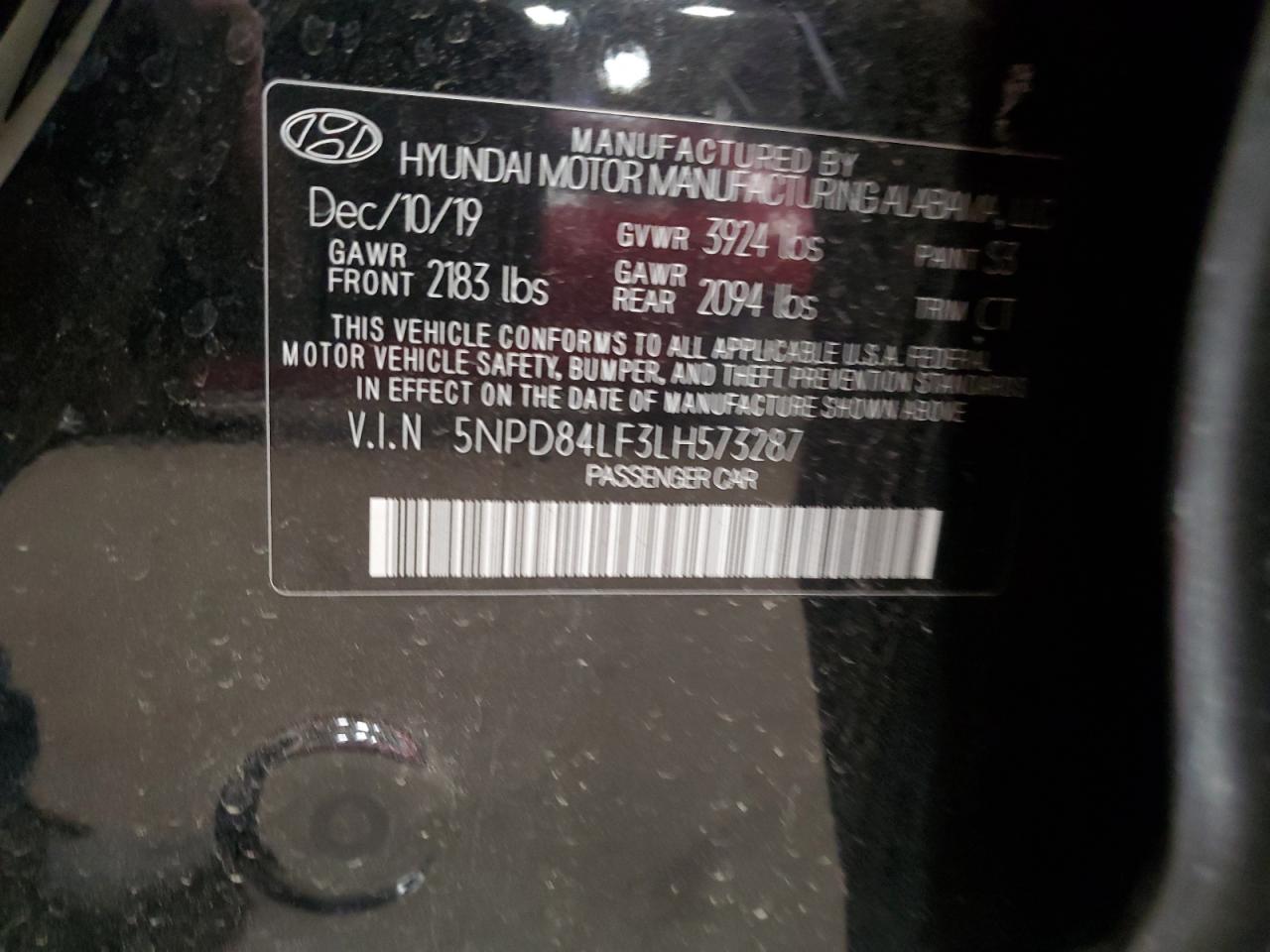2020 Hyundai Elantra VIN 5NPD84LF3LH573287 Copart auction photo, front end damage thumbnail 12