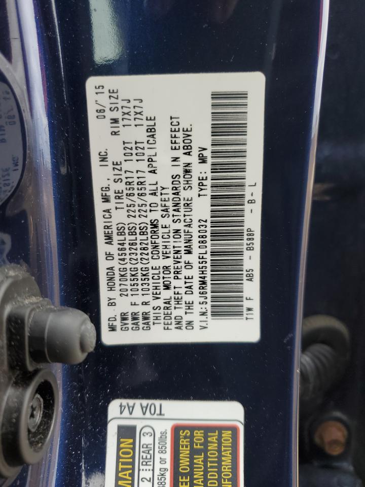 2015 Honda CR-V VIN 5J6RM4H55FL088032 Copart auction photo, front end / side damage thumbnail 14