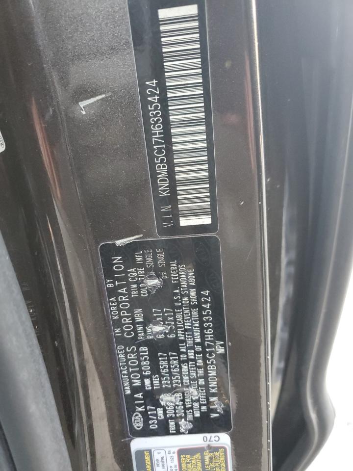 2017 KIA Sedona VIN KNDMB5C17H6335424 Copart auction photo, front end / side damage thumbnail 13