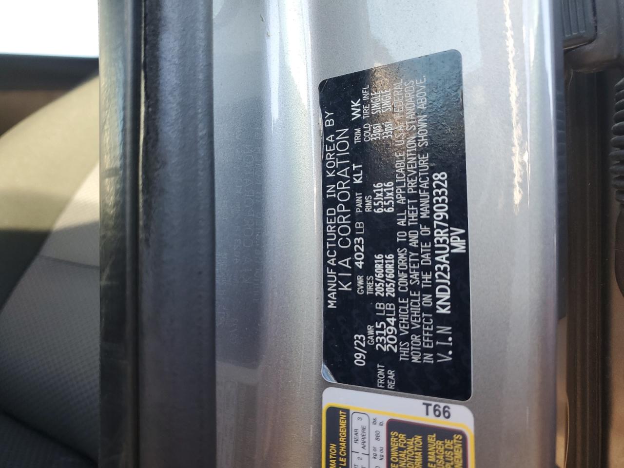 2024 KIA Soul VIN KNDJ23AU3R7903328 Copart auction photo, front end damage thumbnail 14