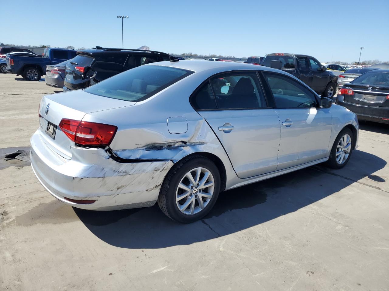 2015 Volkswagen Jetta VIN 3VWD17AJ8FM402155 Copart auction photo, rear end / side damage thumbnail 3