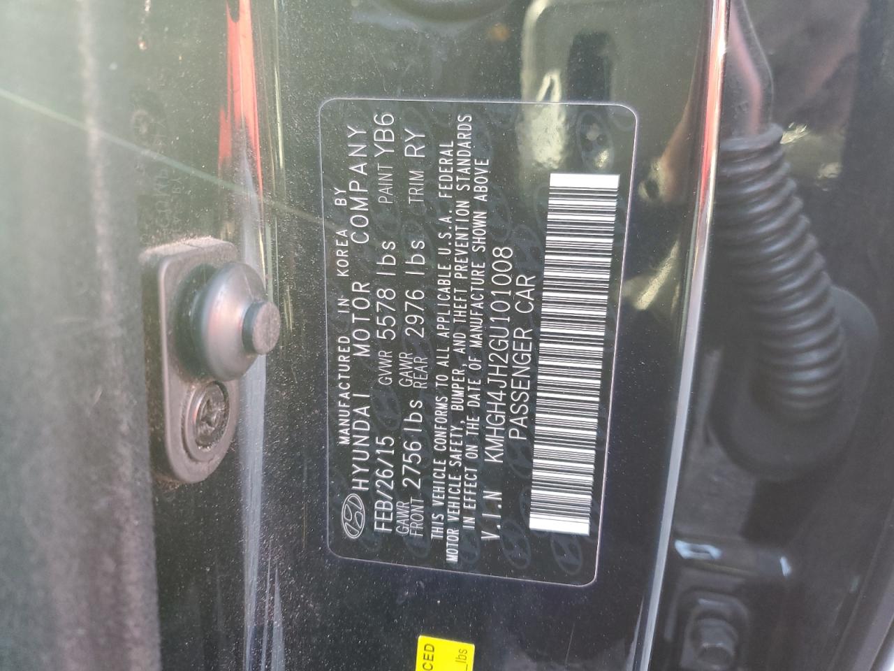 2016 Hyundai Equus VIN KMHGH4JH2GU101008 Copart auction photo, front end / undercarriage damage thumbnail 12