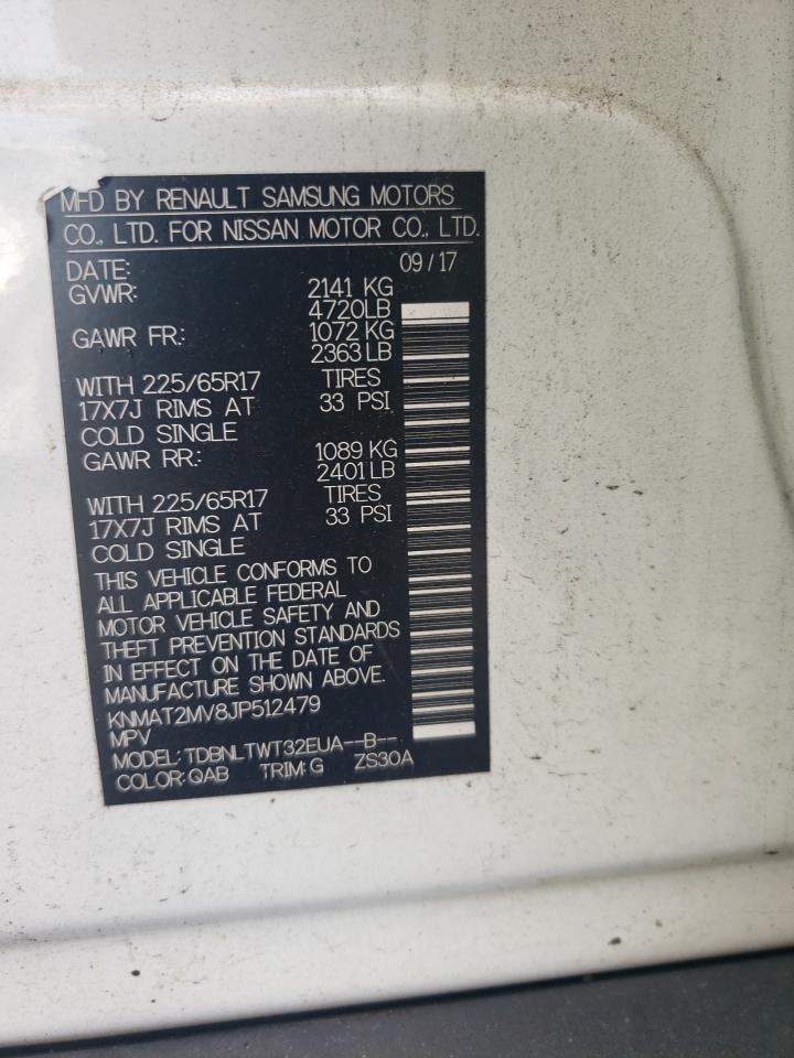 2018 Nissan Rogue VIN KNMAT2MV8JP512479 Copart auction photo, front end / side damage thumbnail 13