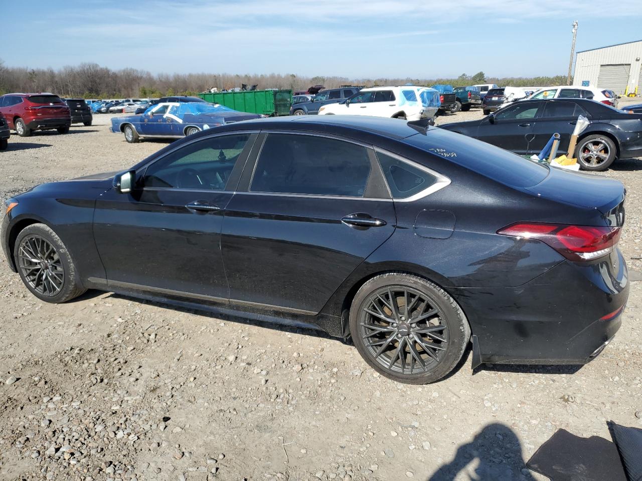 2018 Genesis G80 VIN KMHGN4JB3JU243539 Copart auction photo, side damage thumbnail 2