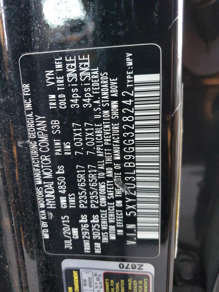 2016 Hyundai Santa Fe VIN 5XYZU3LB9GG328242 Copart auction photo, front end damage thumbnail 14