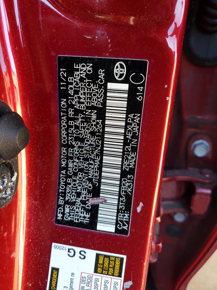2022 Toyota Corolla VIN JTDEPMAE7NJ211264 Copart auction photo, vandalism damage thumbnail 12