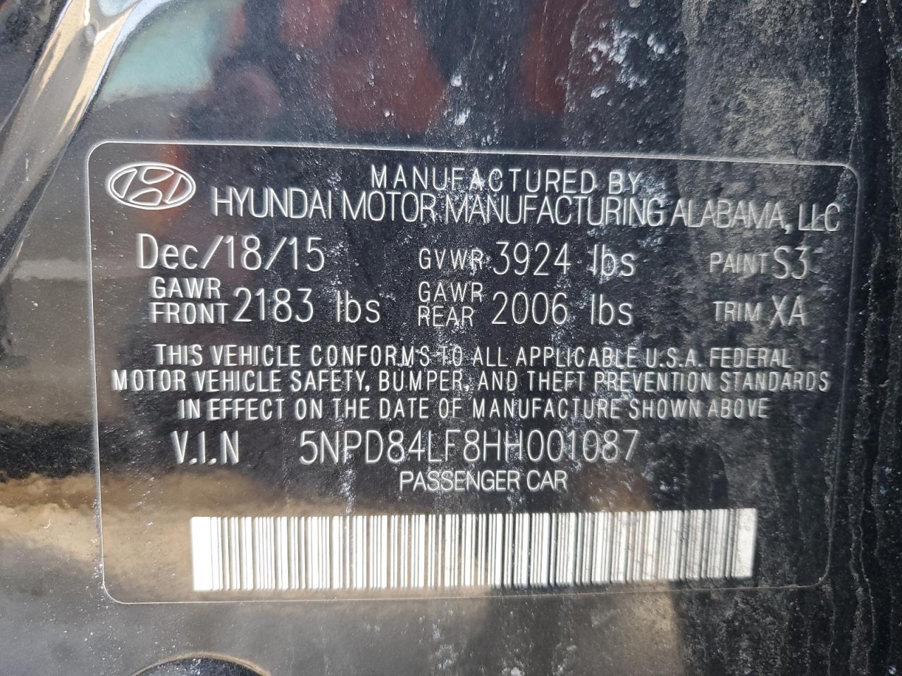 2017 Hyundai Elantra VIN 5NPD84LF8HH001087 Copart auction photo, front end damage thumbnail 12