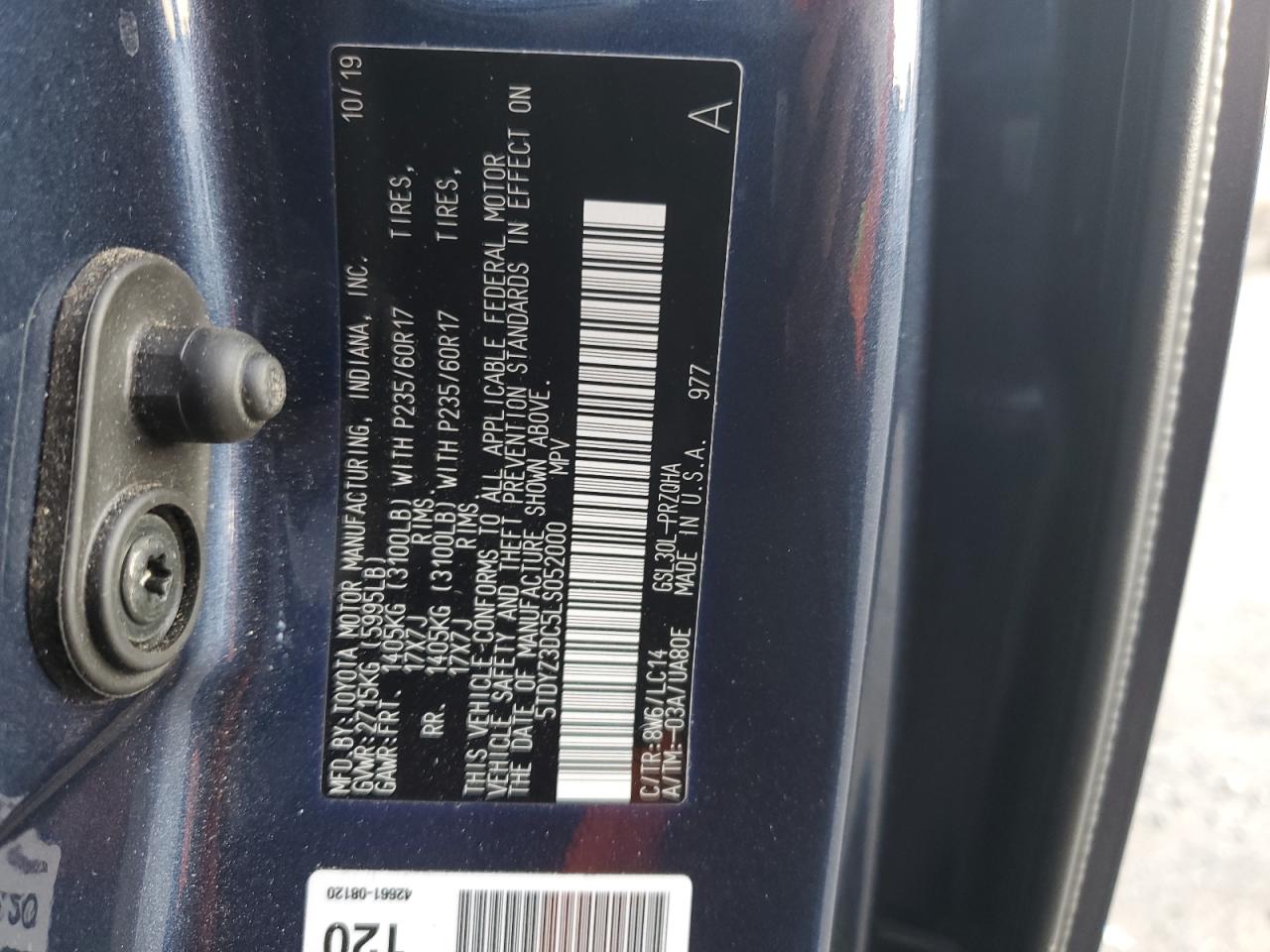 2020 Toyota Sienna VIN 5TDYZ3DC5LS052000 Copart auction photo, front end damage thumbnail 13