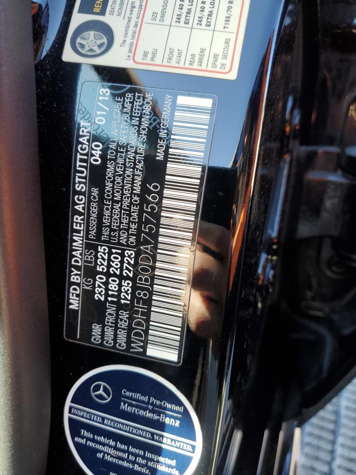 2013 Mercedes-Benz E-klasse VIN WDDHF8JB0DA757566 Copart auction photo, front end / all over damage thumbnail 14