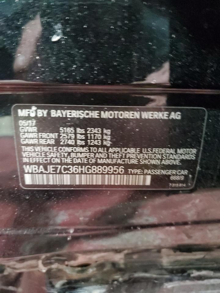 2017 BMW 5er VIN WBAJE7C36HG889956 Copart auction photo, undercarriage / all over damage thumbnail 15