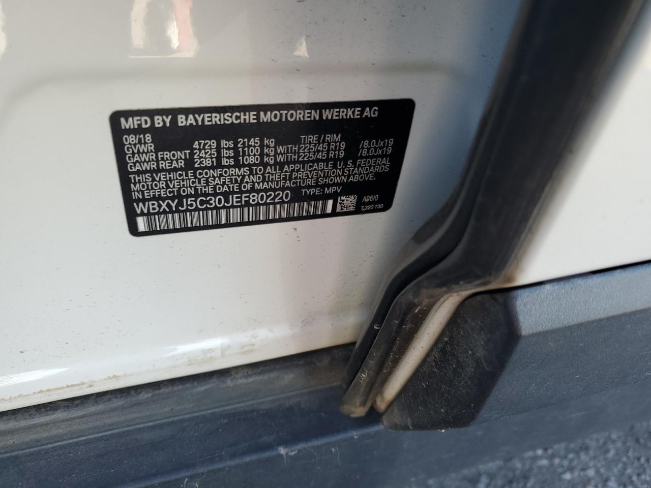 2018 BMW X2 VIN WBXYJ5C30JEF80220 Copart auction photo, front end damage thumbnail 12