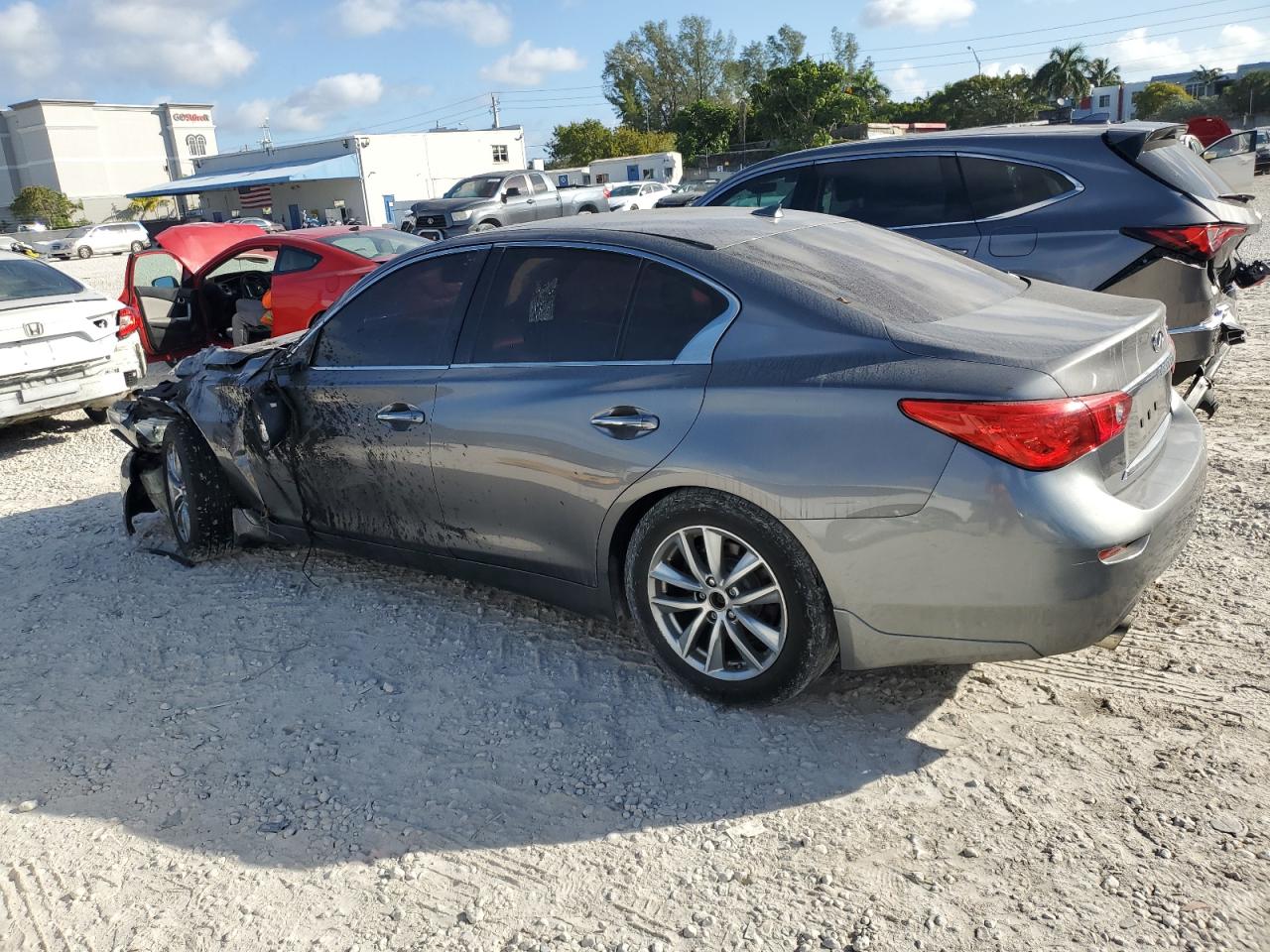 2014 Infiniti Q50 VIN JN1BV7AP1EM682324 Copart auction photo, front end damage thumbnail 2