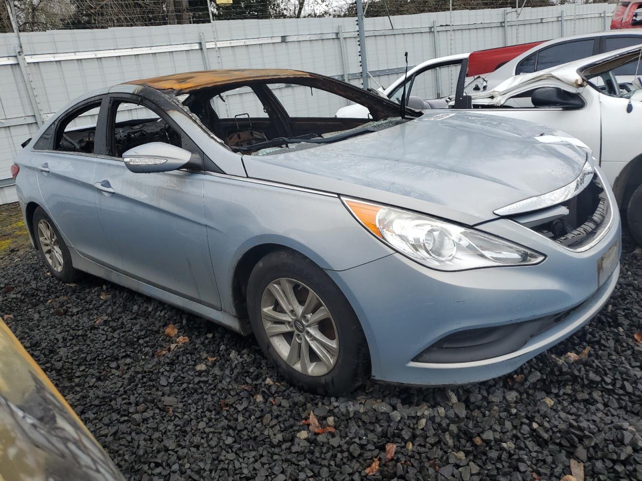 2014 Hyundai Sonata VIN 5NPEB4AC4EH877455 Copart auction photo, burn damage thumbnail 4