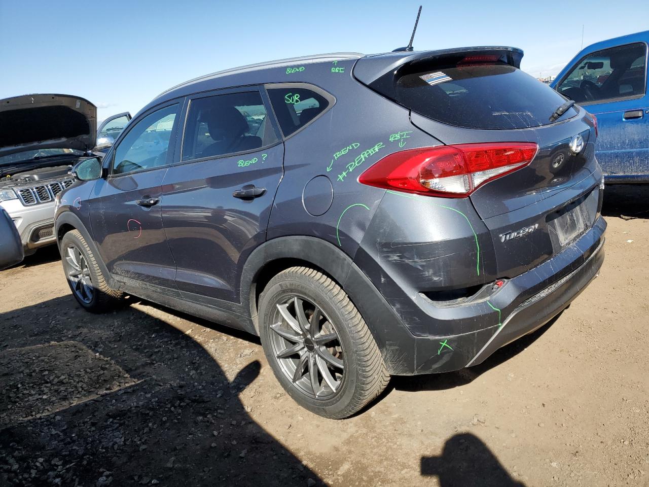 2016 Hyundai Tucson VIN KM8J3CA20GU098846 Copart auction photo, front end / hail damage thumbnail 2