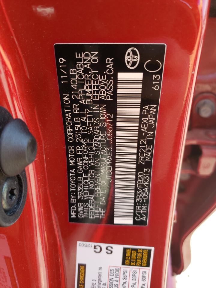 2020 Toyota Corolla VIN JTDEPRAE3LJ086712 Copart auction photo, front end damage thumbnail 13