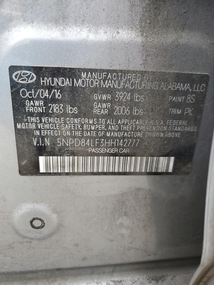 2017 Hyundai Elantra VIN 5NPD84LF3HH142777 Copart auction photo, front end / side damage thumbnail 13