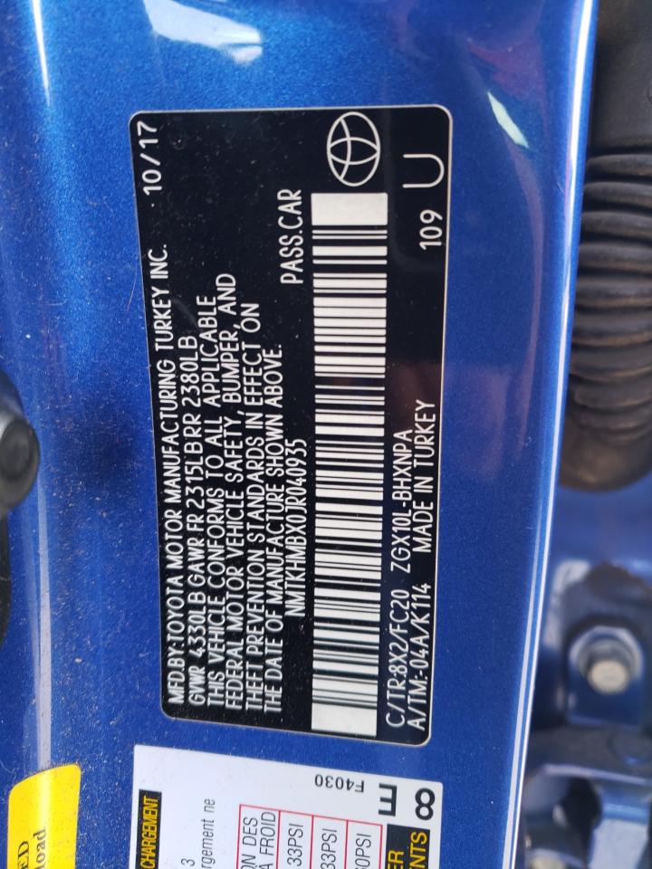 2018 Toyota C-HR VIN NMTKHMBX0JR040935 Copart auction photo, water/flood / all over damage thumbnail 13