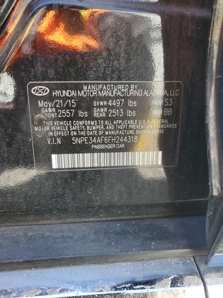 2015 Hyundai Sonata VIN 5NPE34AF6FH244318 Copart auction photo, front end / side damage thumbnail 13