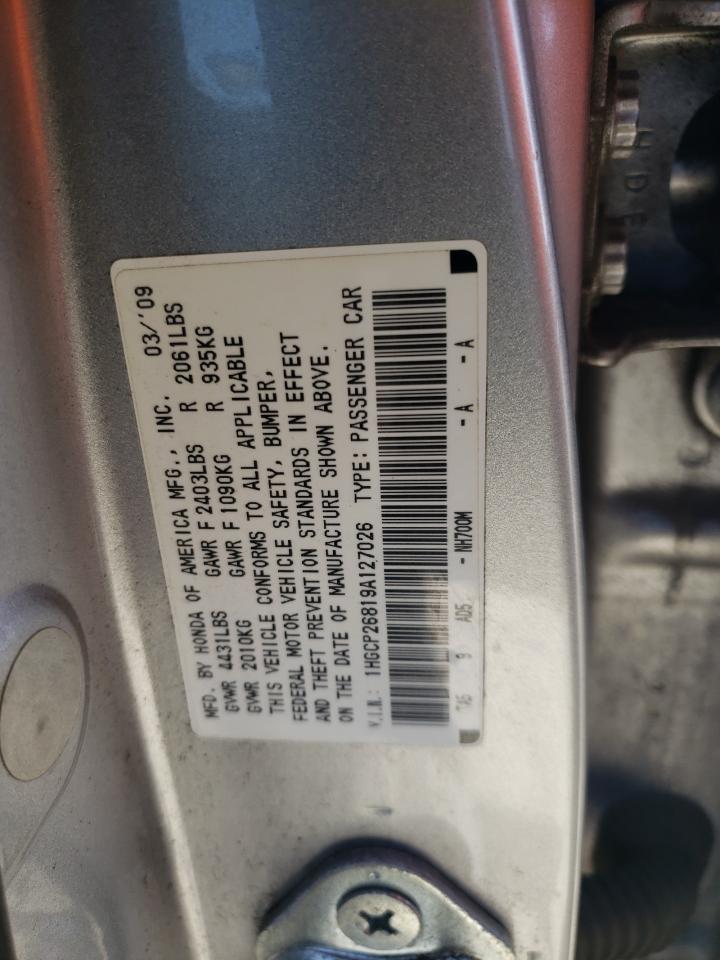 2009 Honda Accord VIN 1HGCP26819A127026 Copart auction photo, front end damage thumbnail 12