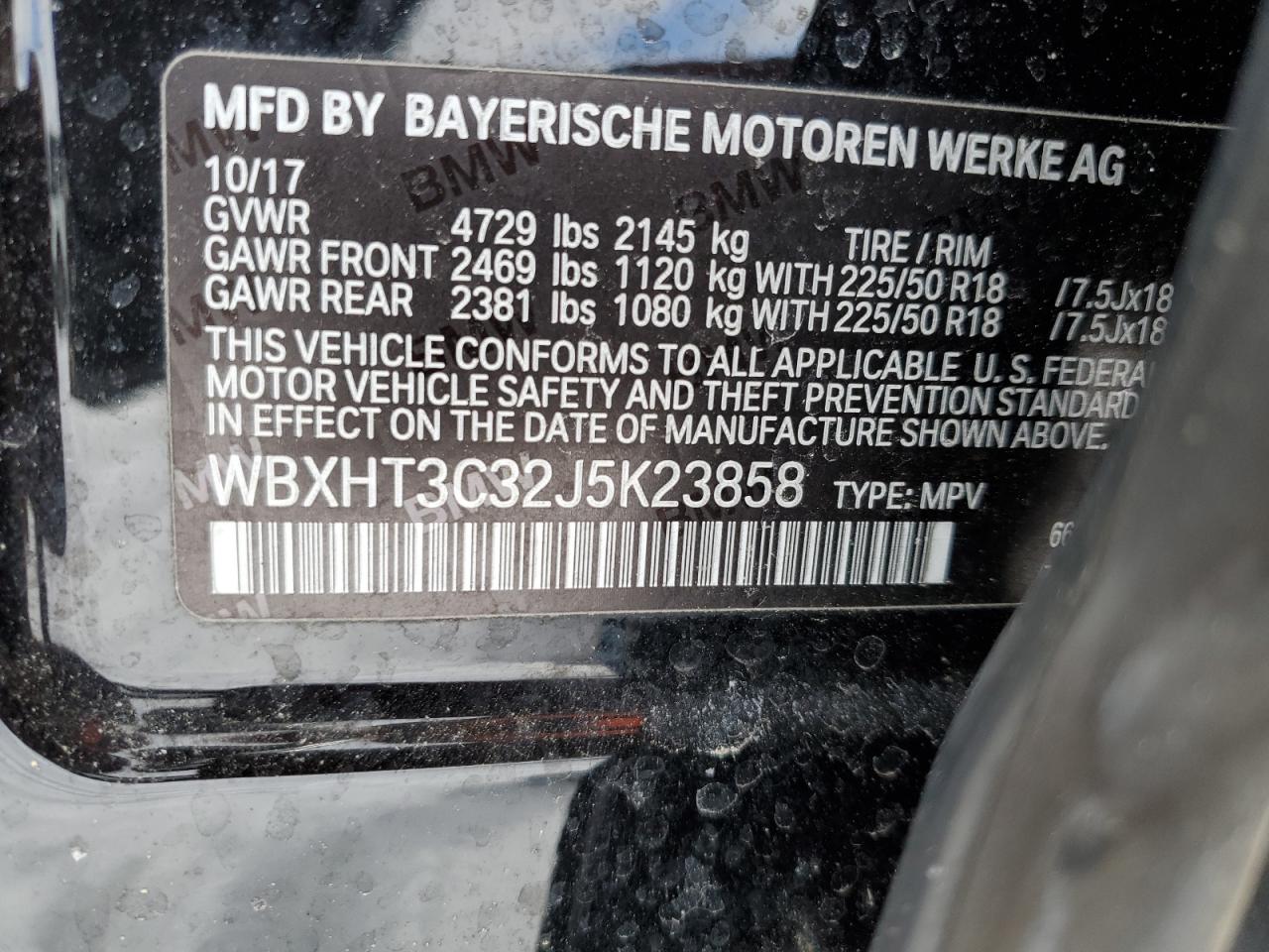 2018 BMW X1 VIN WBXHT3C32J5K23858 Copart auction photo, side / minor dent/scratches damage thumbnail 13