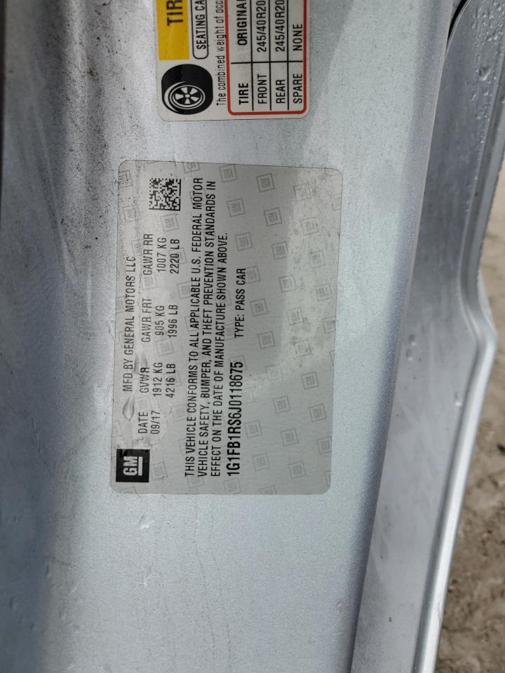 2018 Chevrolet Camaro VIN 1G1FB1RS6J0118675 Copart auction photo, side / front end damage thumbnail 12