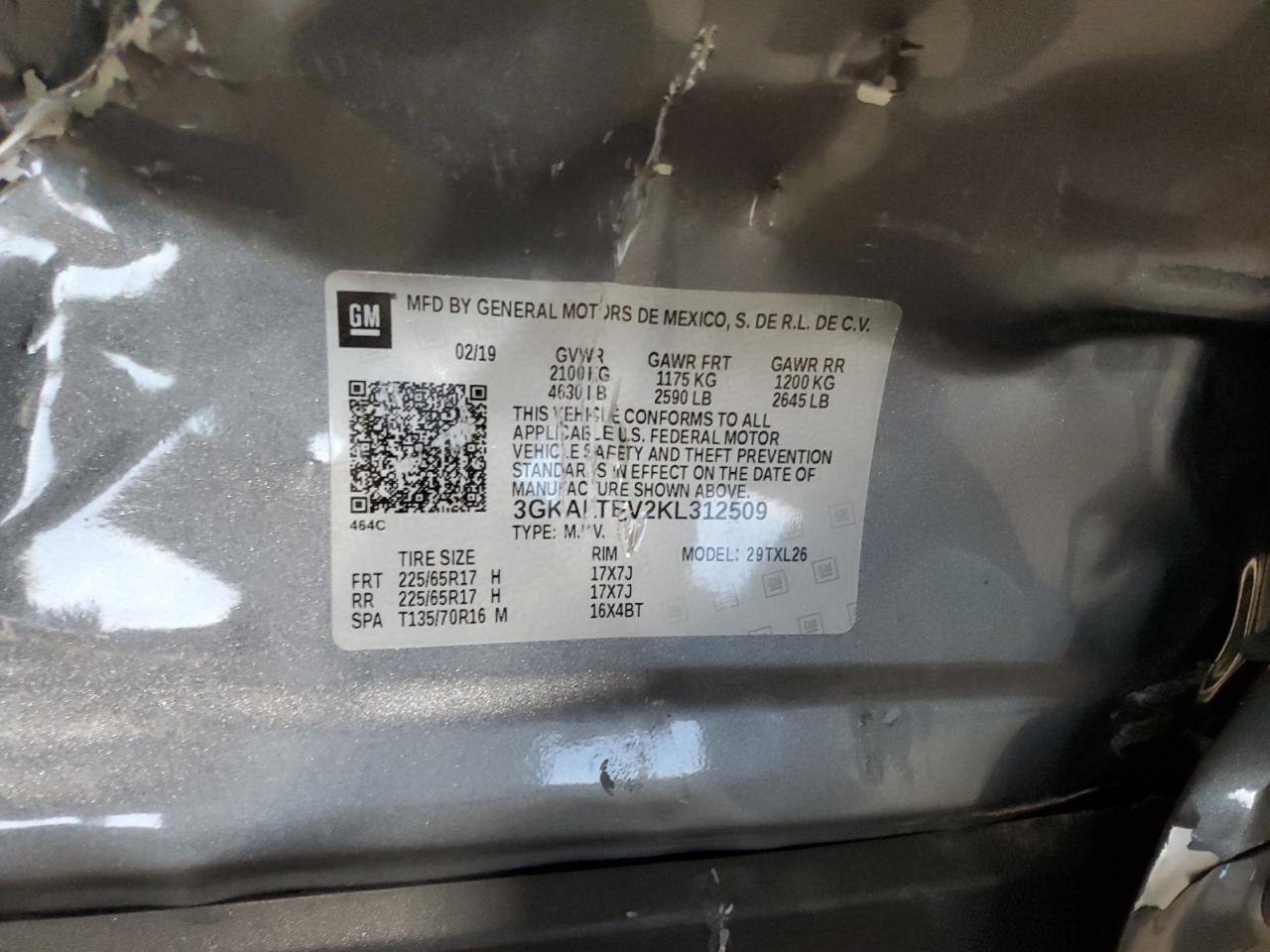 2019 GMC Terrain VIN 3GKALTEV2KL312509 Copart auction photo, side damage thumbnail 15