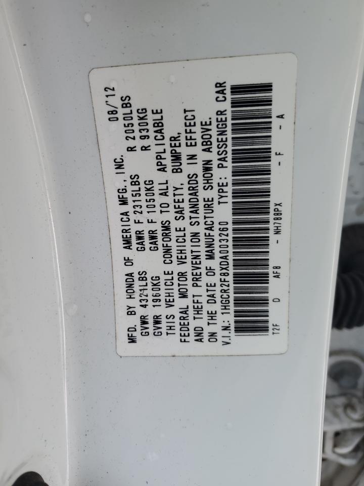 2013 Honda Accord VIN 1HGCR2F8XDA003260 Copart auction photo, front end / rear end damage thumbnail 13