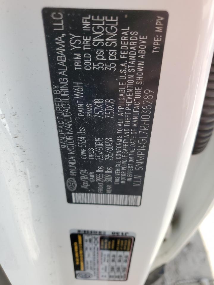 2024 Hyundai Santa Fe VIN 5NMP14GL7RH038289 Copart auction photo, front end damage thumbnail 14