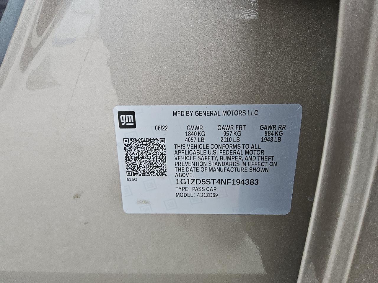 2022 Chevrolet Malibu VIN 1G1ZD5ST4NF194383 Copart auction photo, side damage thumbnail 12