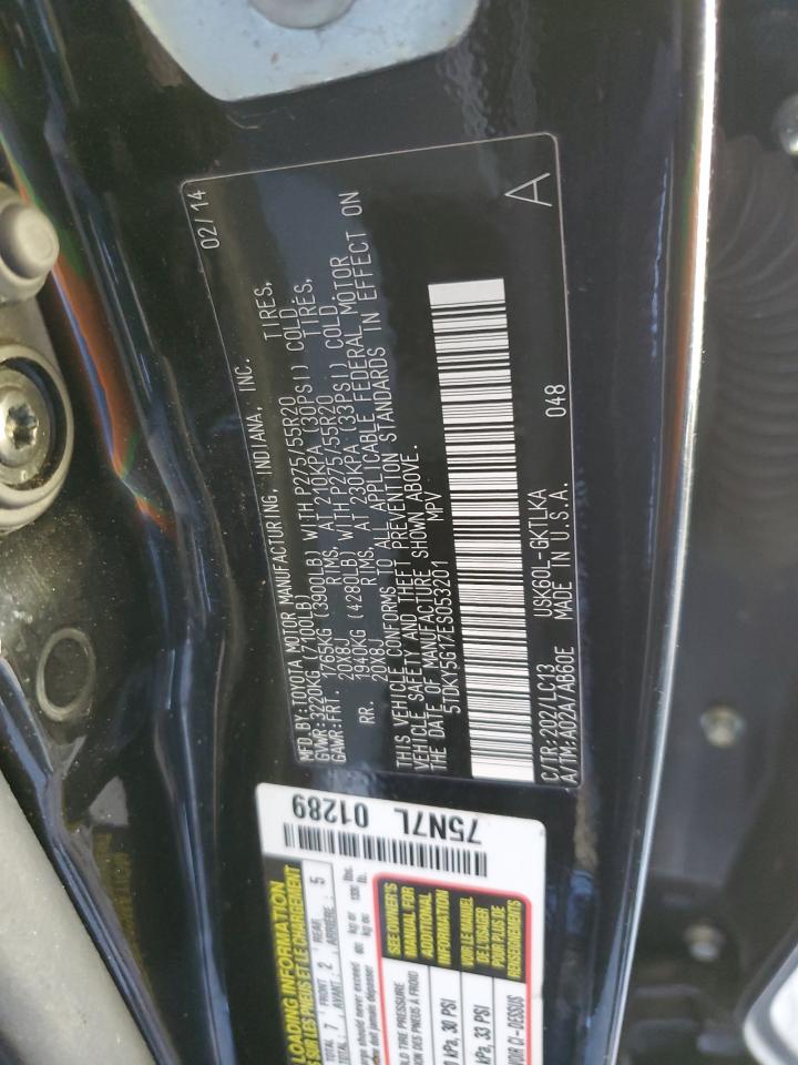 2014 Toyota Sequoia VIN 5TDKY5G17ES053201 Copart auction photo, front end damage thumbnail 12