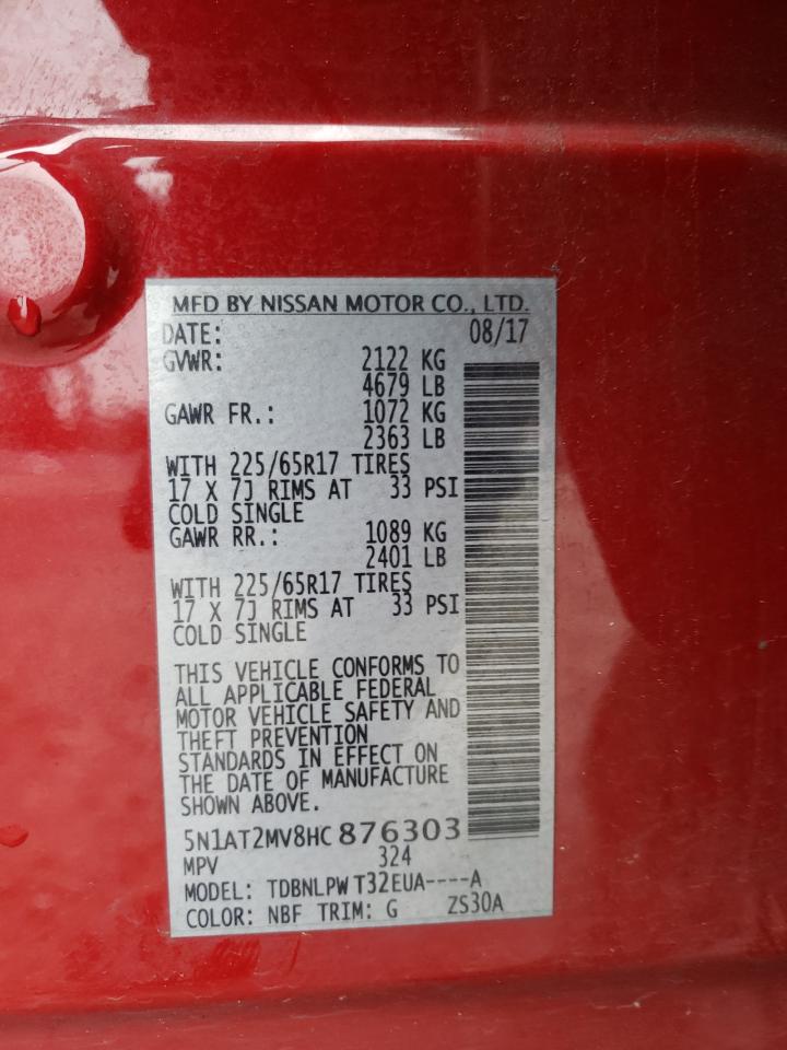 2017 Nissan Rogue VIN 5N1AT2MV8HC876303 Copart auction photo, front end damage thumbnail 13