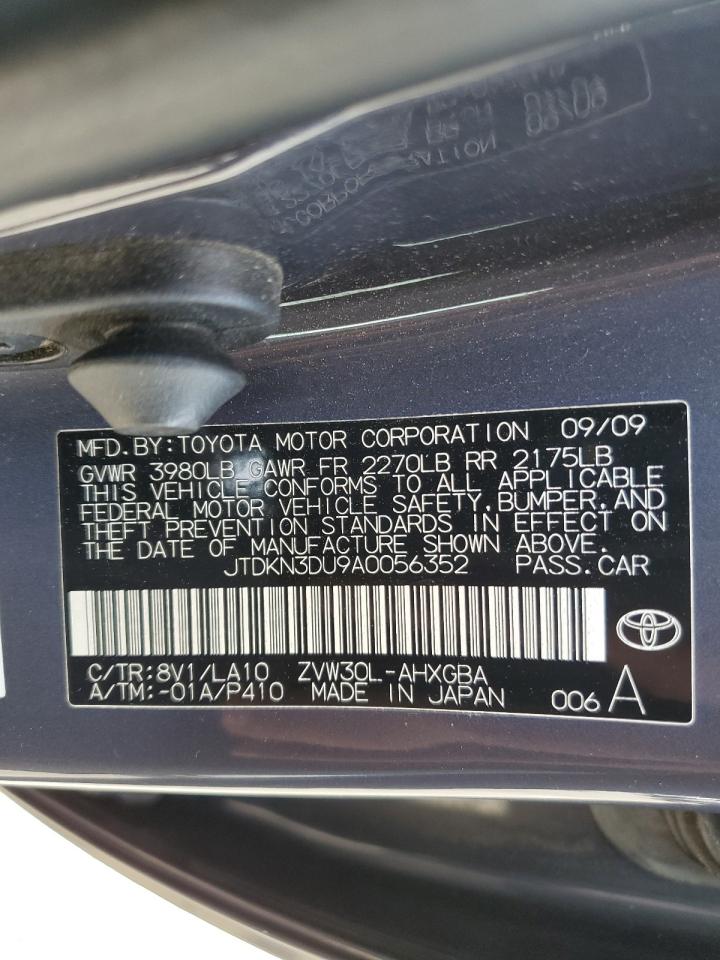 2010 Toyota Prius VIN JTDKN3DU9A0056352 Copart auction photo, front end / minor dent/scratches damage thumbnail 12