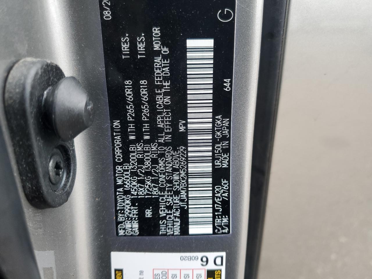 2021 Lexus GX VIN JTJAM7BX2M5269229 Copart auction photo, side / front end damage thumbnail 15