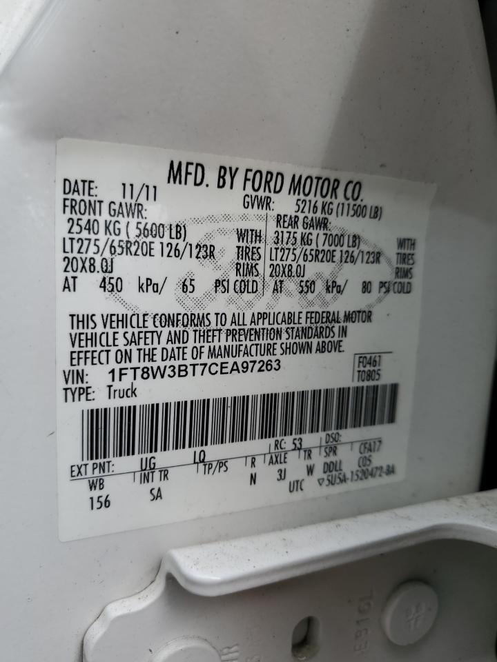 2012 Ford F350 VIN 1FT8W3BT7CEA97263 Copart auction photo, front end damage thumbnail 12
