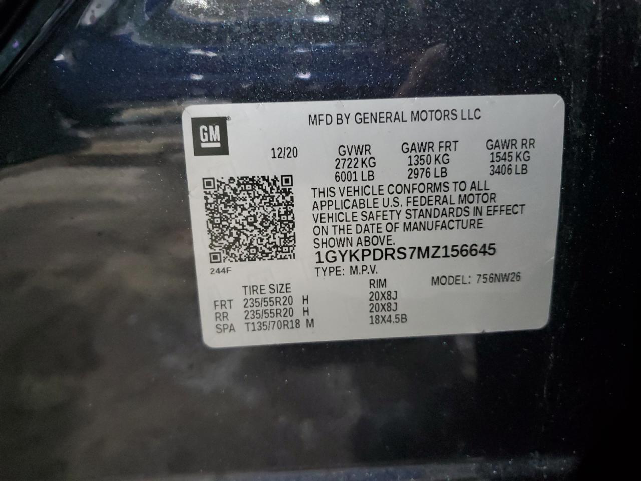 2021 Cadillac XT6 VIN 1GYKPDRS7MZ156645 Copart auction photo, rear end / minor dent/scratches damage thumbnail 15