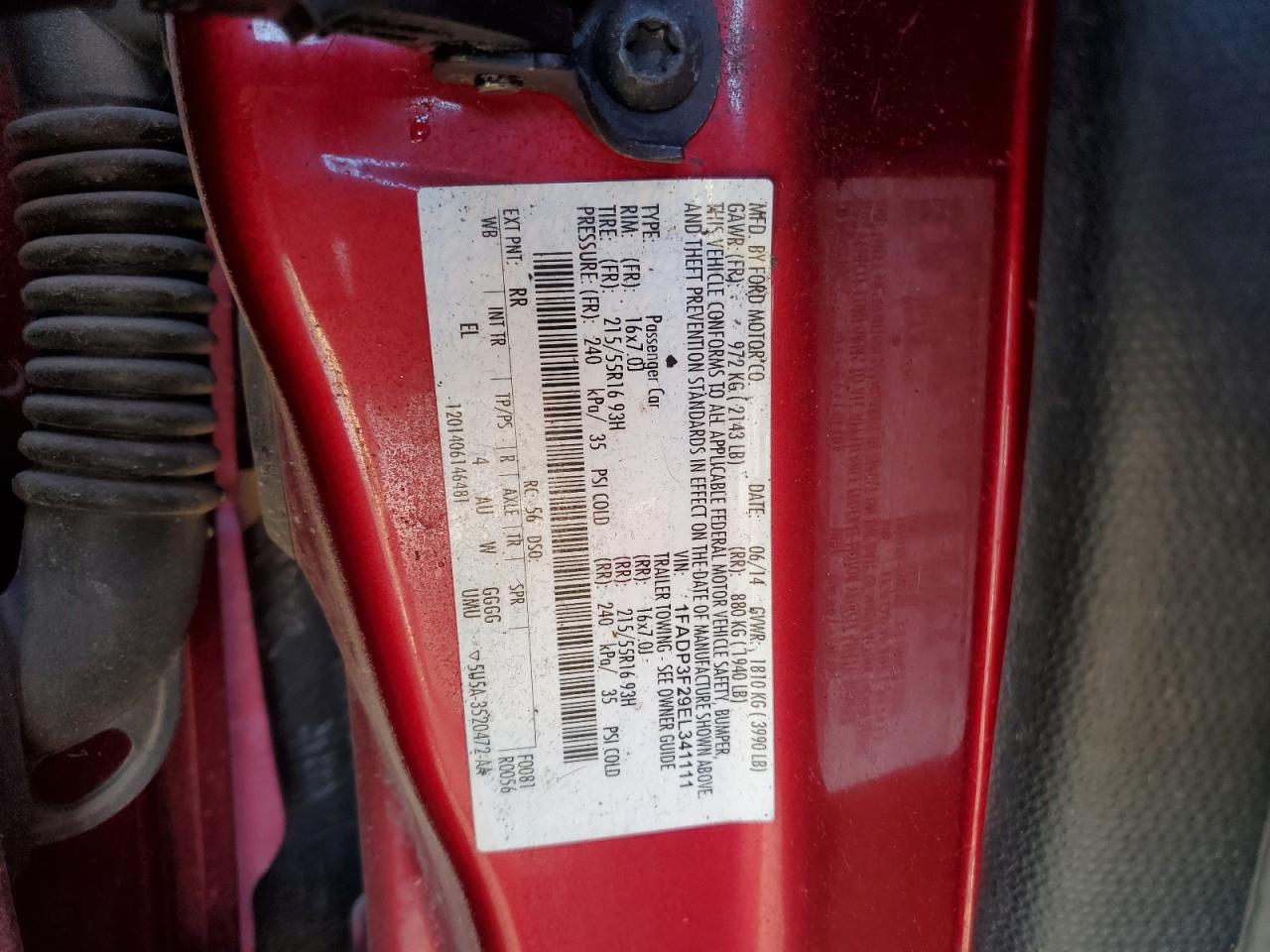 2014 Ford Focus VIN 1FADP3F29EL341111 Copart auction photo, all over / undercarriage damage thumbnail 15