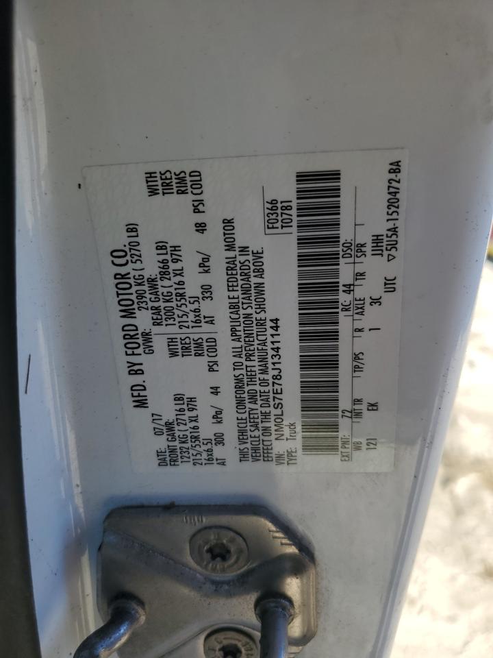 2018 Ford Transit VIN NM0LS7E78J1341144 Copart auction photo, water/flood / minor dent/scratches damage thumbnail 13