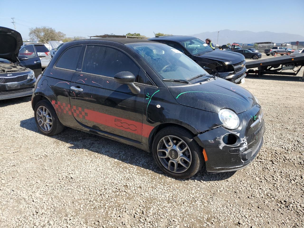 2012 Fiat 500 VIN 3C3CFFDRXCT360685 Copart auction photo, front end damage thumbnail 4