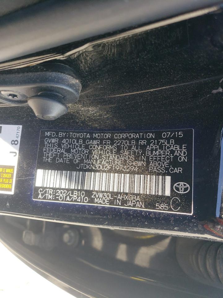 2015 Toyota Prius VIN JTDKN3DU2F1973294 Copart auction photo, front end / rear end damage thumbnail 12