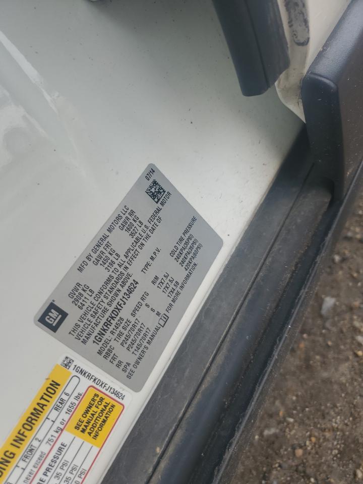 2015 Chevrolet Traverse VIN 1GNKRFKDXFJ134624 Copart auction photo, mechanical / front end damage thumbnail 14