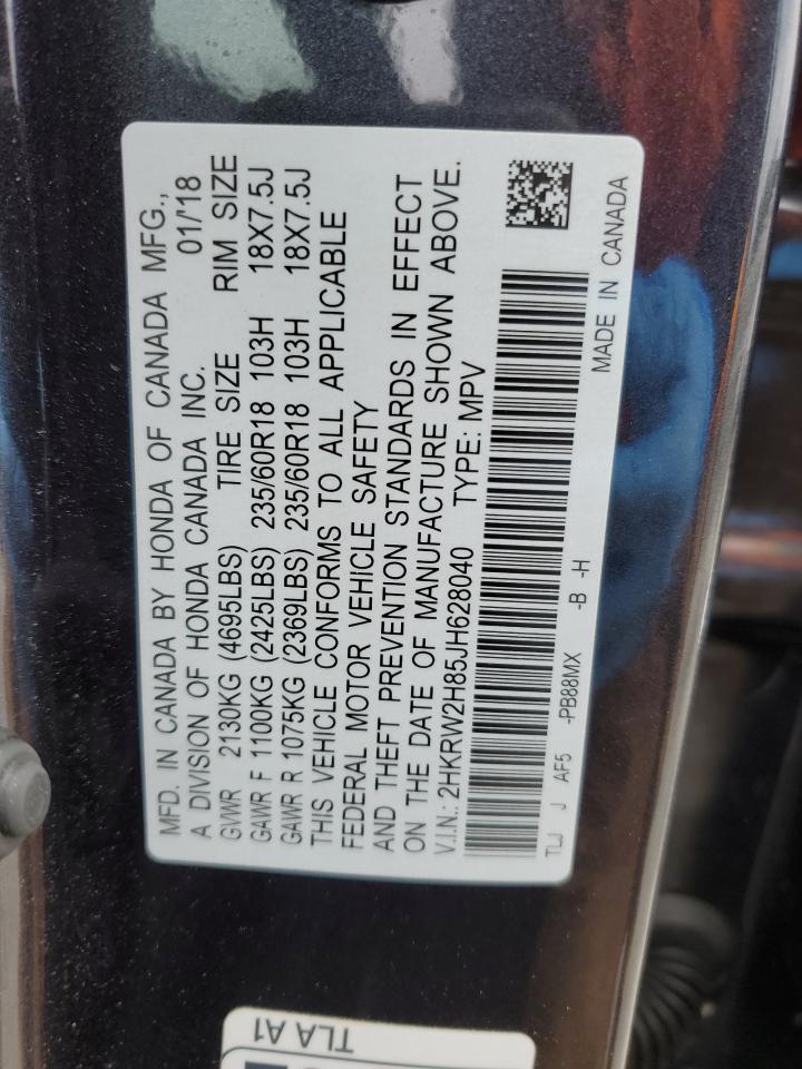 2018 Honda CR-V VIN 2HKRW2H85JH628040 Copart auction photo, front end damage thumbnail 16