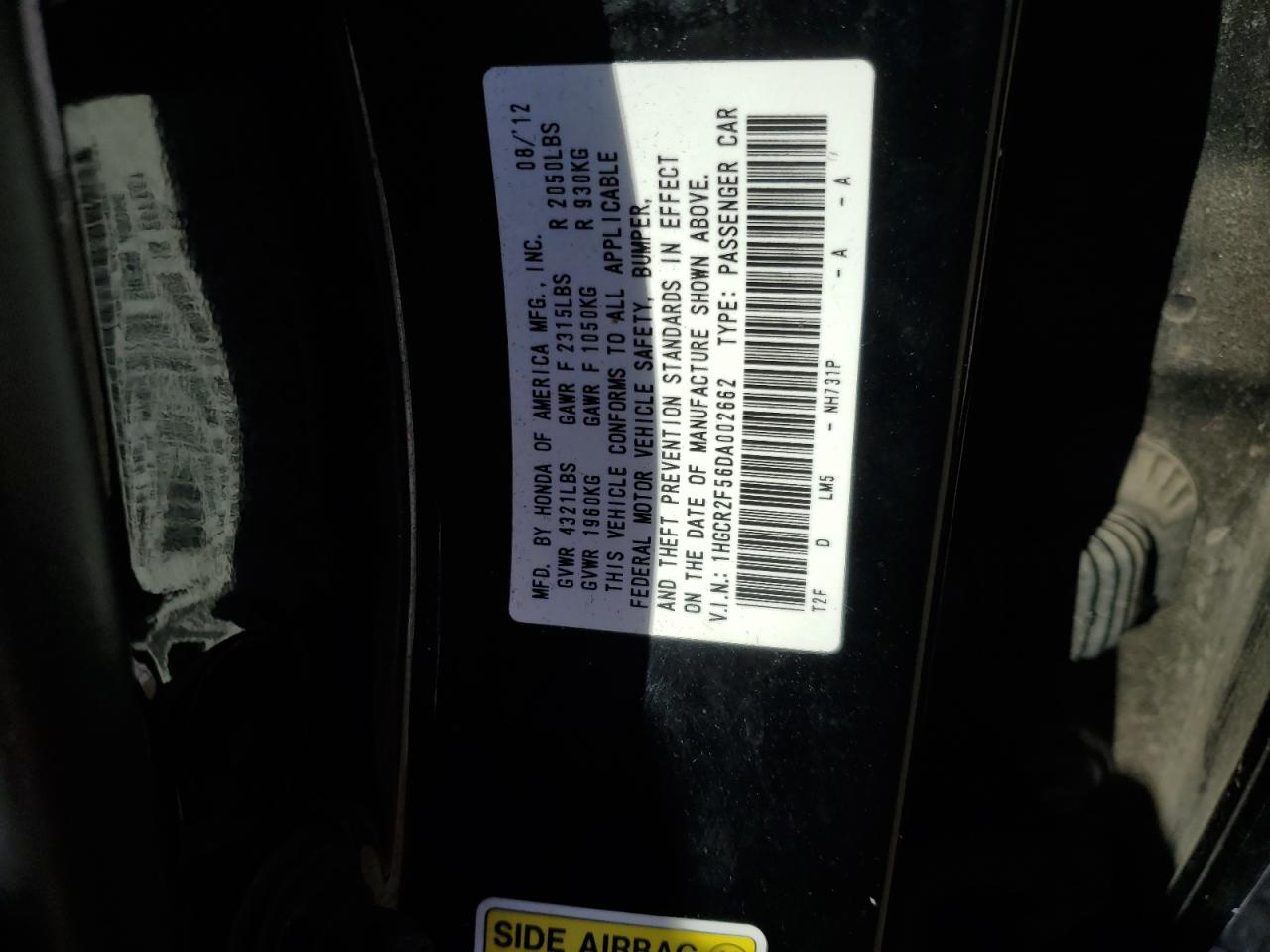 2013 Honda Accord VIN 1HGCR2F56DA002662 Copart auction photo, front end damage thumbnail 14