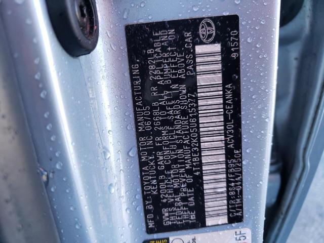 2005 Toyota Camry VIN 4T1BE32K05U615377 Copart auction photo, rear end / front end damage thumbnail 12