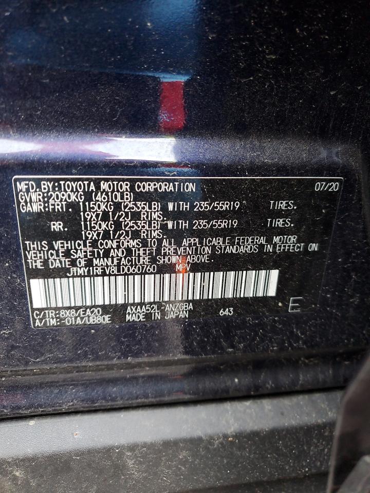 2020 Toyota RAV 4 VIN JTMY1RFV8LD060760 Copart auction photo, rear end damage thumbnail 15